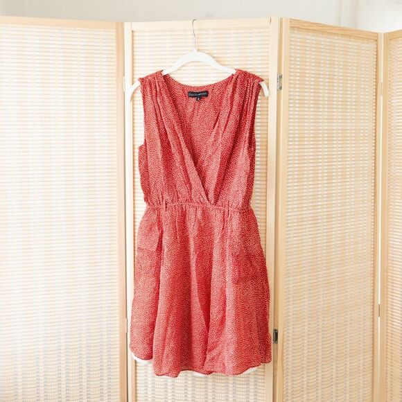 Red Dot Wrap Mini Dress Silk Barney’s Liquid New York Size 6 - Picture 2 of 7